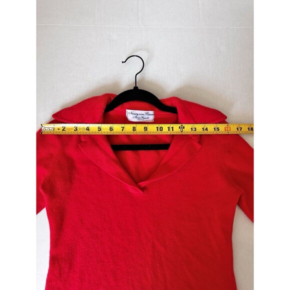 Vintage Italian 100% Cashmere Red Polo Sweater Nancy Von Riesen Women’s Medium - Picture 5 of 9
